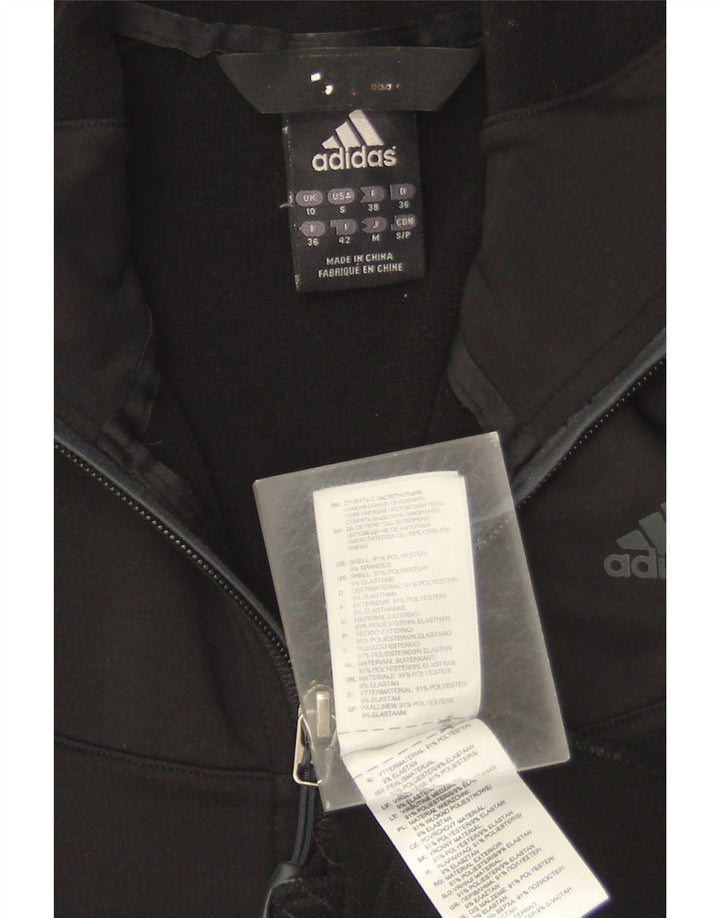 Damski sweter z kapturem i zamkiem błyskawicznym Adidas UK 10, mały, czarny poliester
