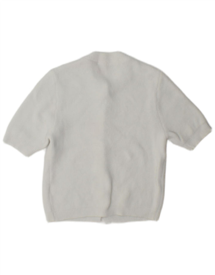 Damski sweter rozpinany z krótkim rękawem Zara UK 10 Small White Poliamid