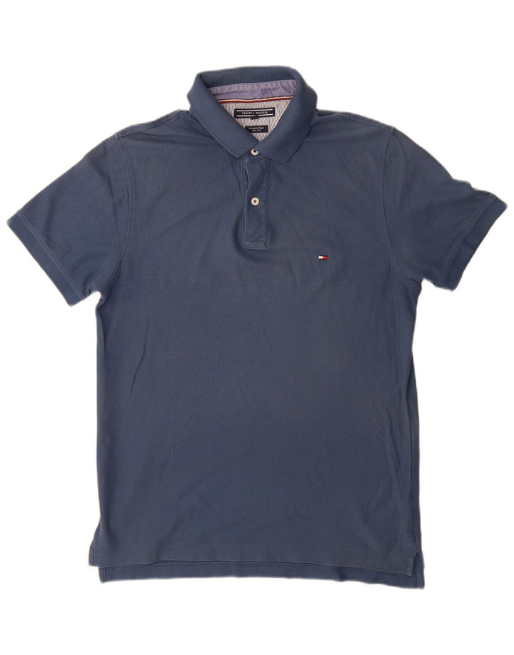 Męska koszulka polo slim fit TOMMY HILFIGER, duża, niebieska, bawełniana
