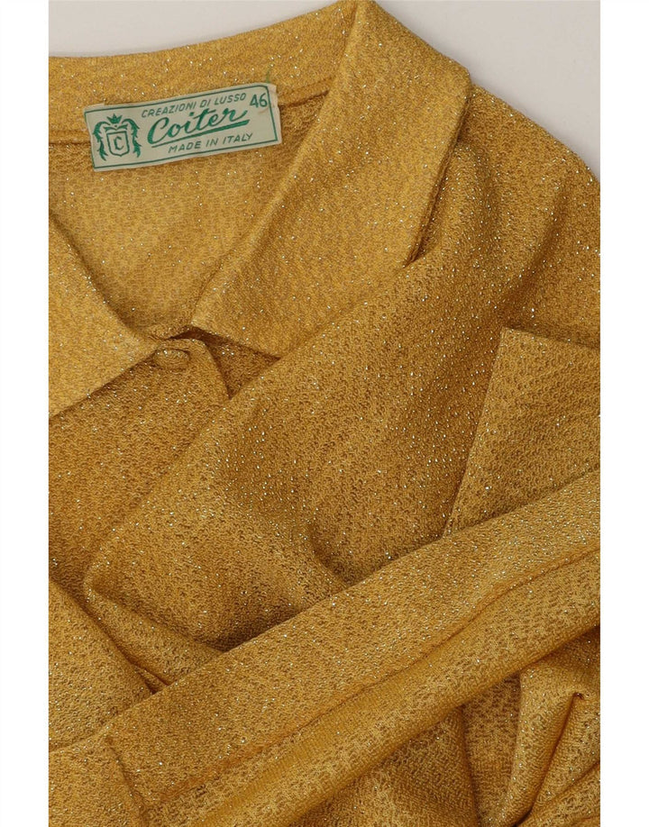 Damska bluzka koszulowa w stylu vintage IT 46, duża, żółta
