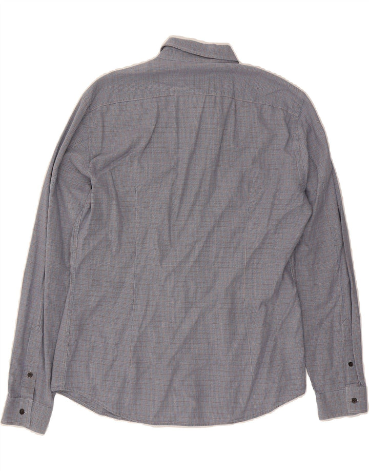 TRUSSARDI Mens Shirt Size 40 Medium Navy Blue Houndstooth Vintage Trussardi and Second-Hand Trussardi from Messina Hembry 