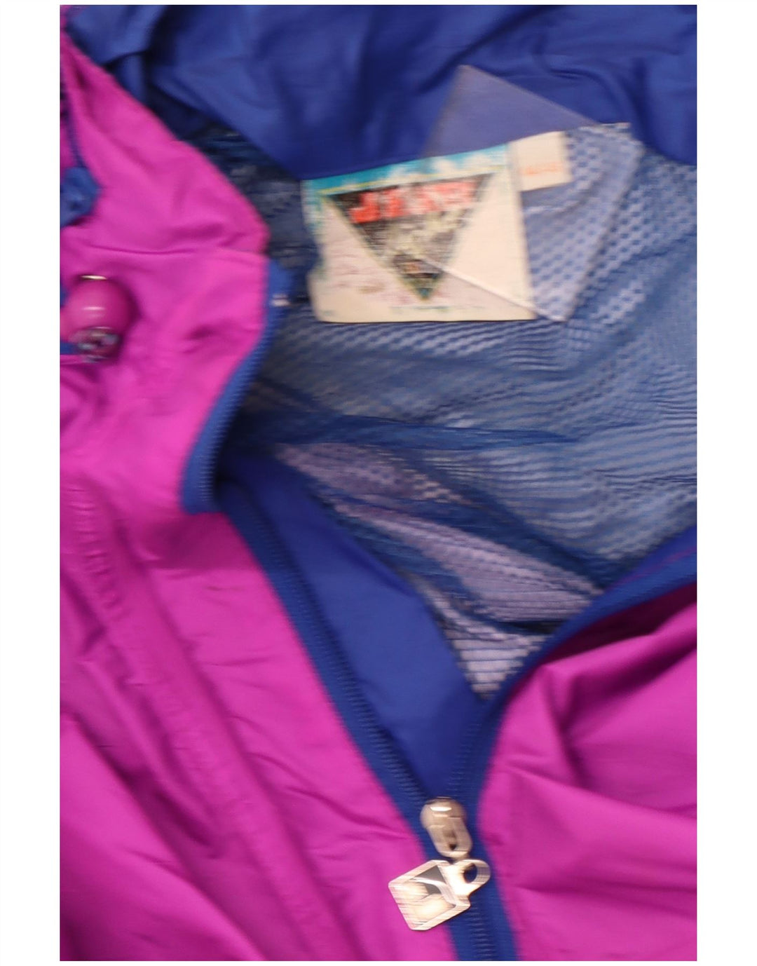 Damska kurtka przeciwdeszczowa z kapturem J JEANTEX UK 44/46 2XL Fioletowy blok kolorów