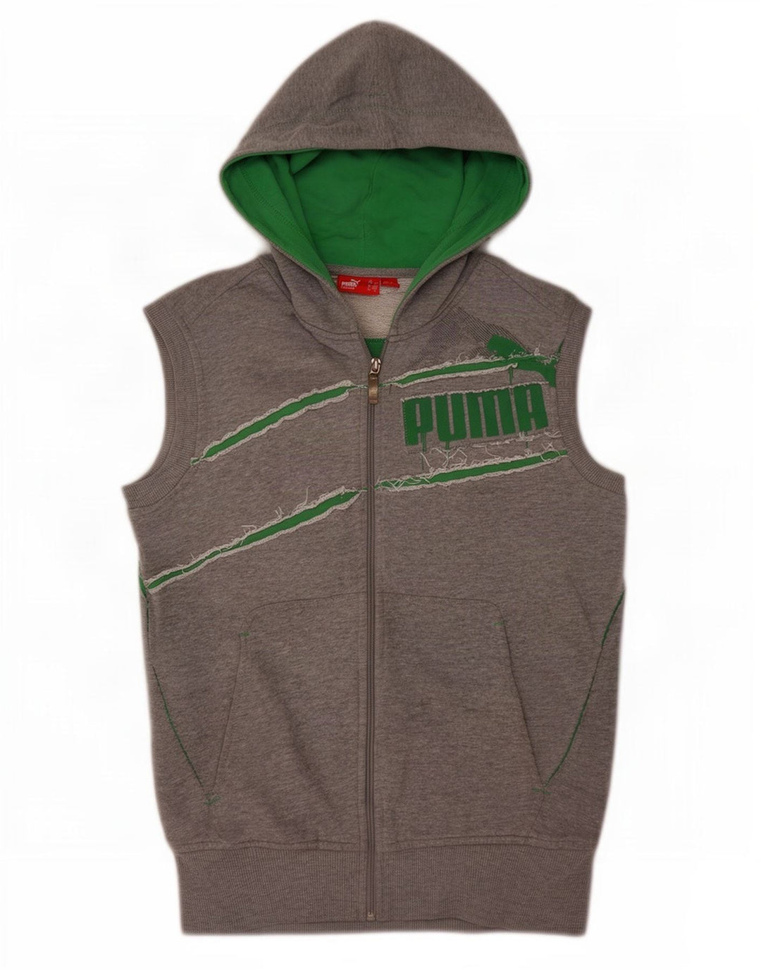 Męski sweter Puma z grafiką, bez rękawów i zamkiem błyskawicznym, mały, szary