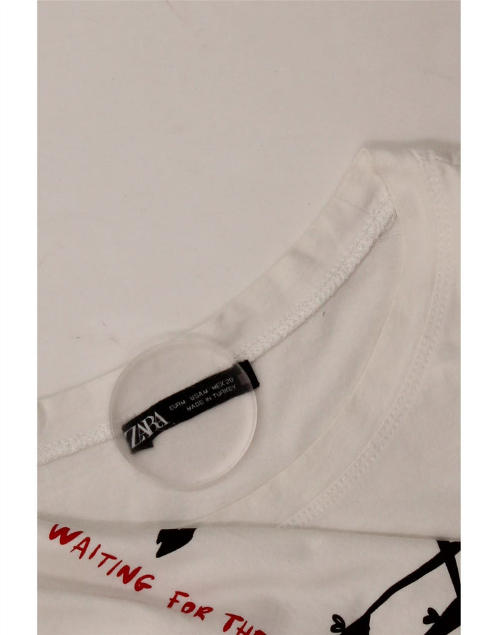 ZARA Womens Graphic T-Shirt Top UK 14 Medium White