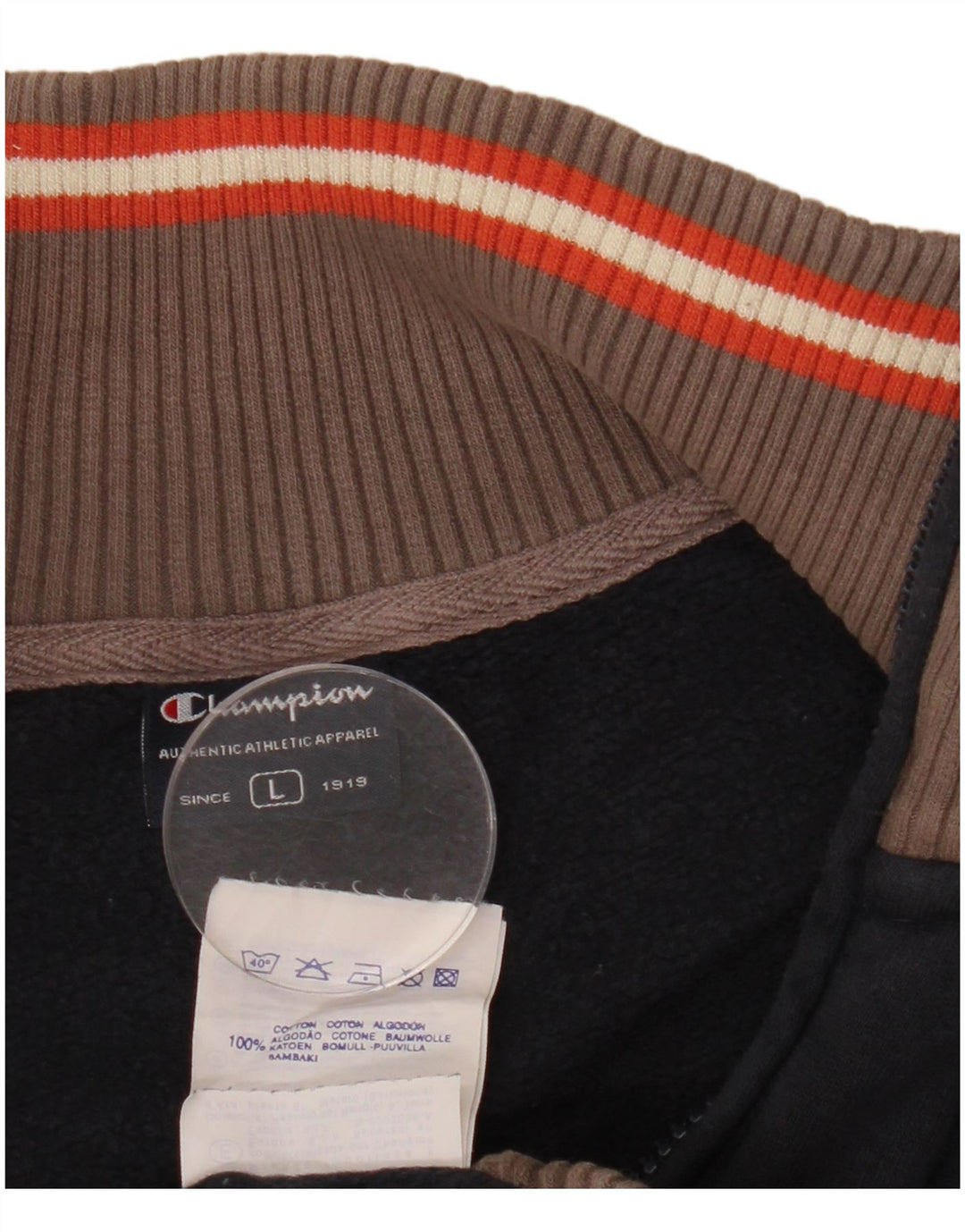 Męski sweter CHAMPION z zamkiem błyskawicznym, duży, granatowy, z blokami kolorów