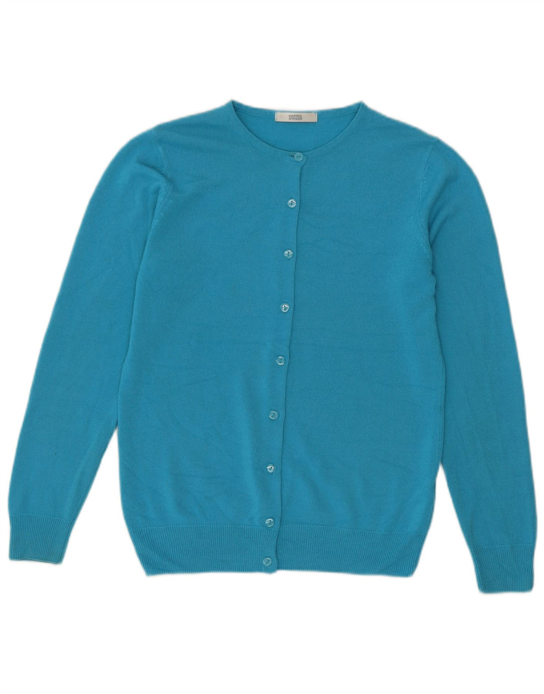Marks & Spencer Damski sweter kardigan UK 8 Mały turkusowy akryl