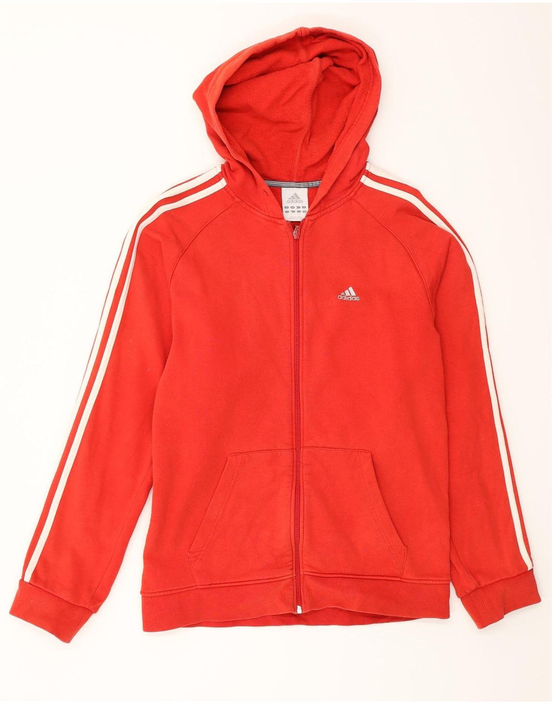 Adidas Męski sweter z kapturem i zamkiem błyskawicznym, mały, czerwony, bawełniany