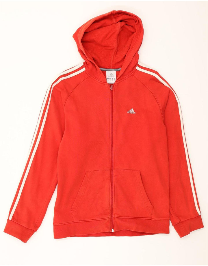 Adidas Męski sweter z kapturem i zamkiem błyskawicznym, mały, czerwony, bawełniany