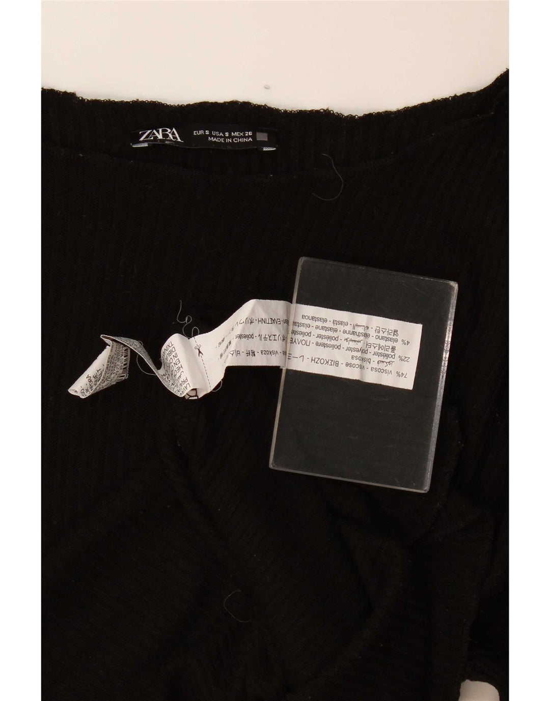 Damski top oversize z długim rękawem Zara UK 10 Small, czarna wiskoza