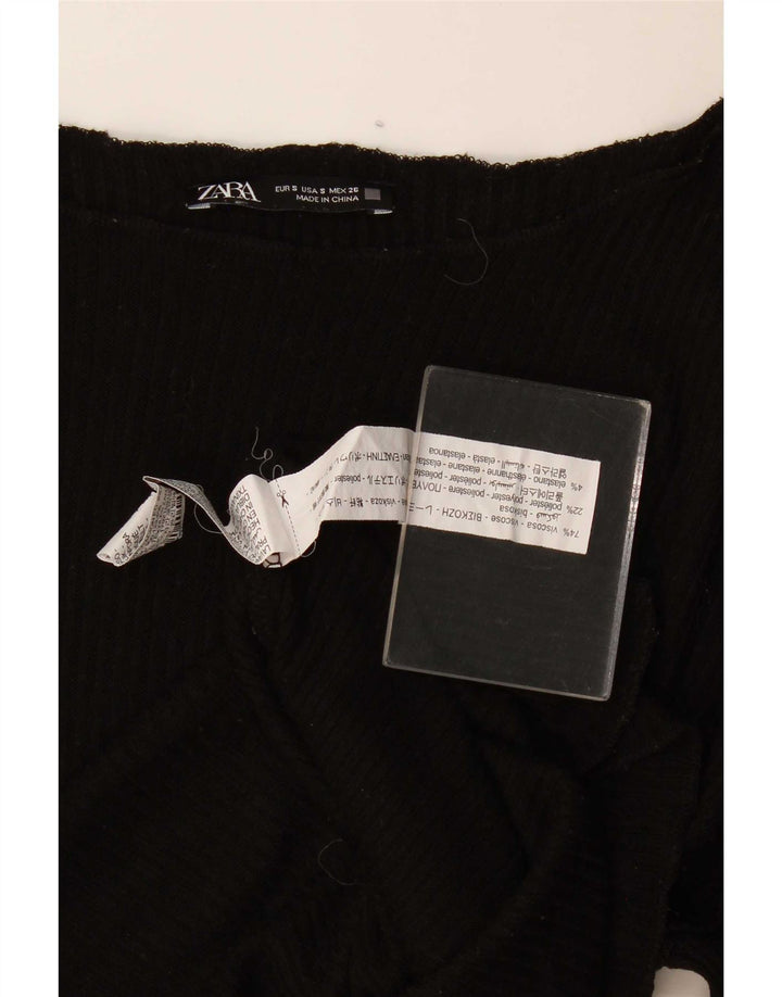 Damski top oversize z długim rękawem Zara UK 10 Small, czarna wiskoza