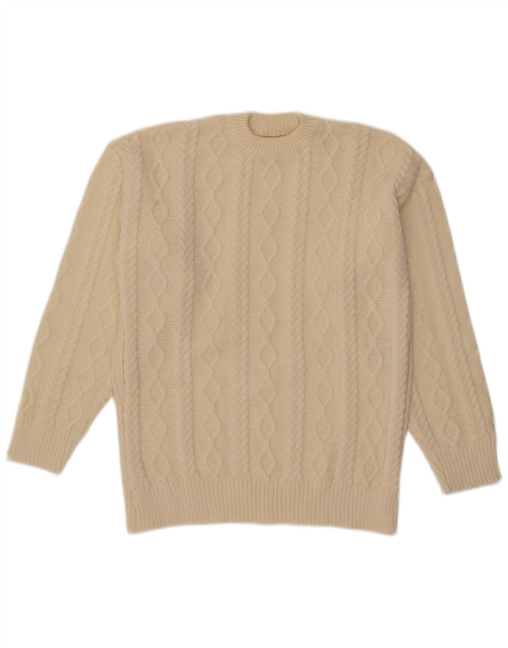 Vintage męski sweter z okrągłym dekoltem, mały beż
