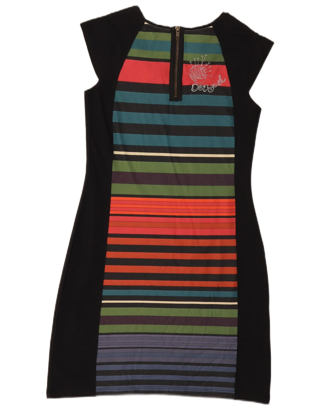 Damska graficzna sukienka Desigual UK 12 w średnie czarne paski