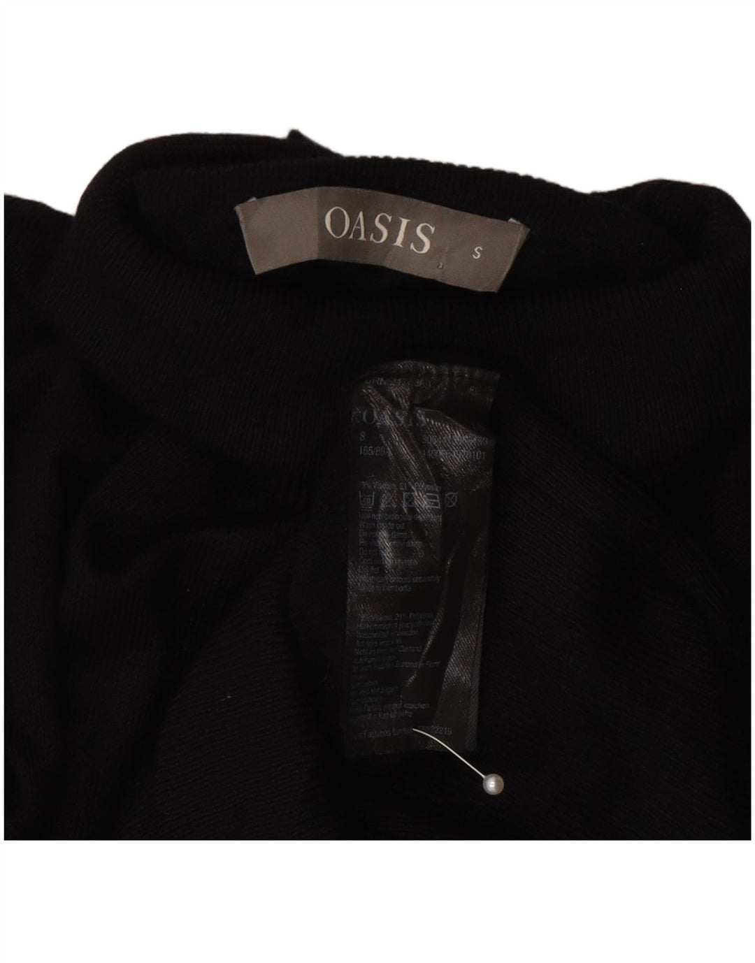 Damski sweter z golfem Oasis UK 10 Small, czarna wiskoza