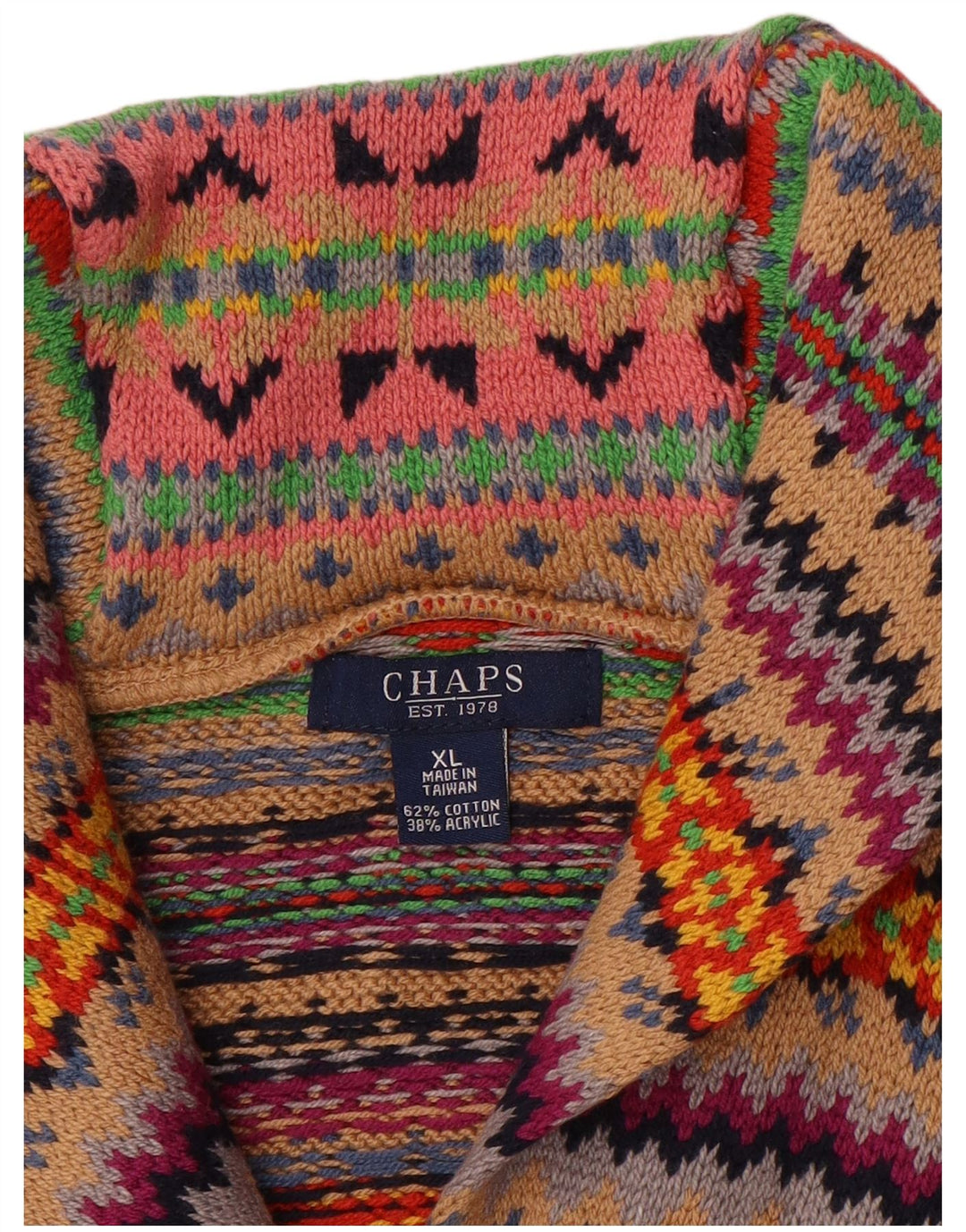 Damski sweter rozpinany bez rękawów Chaps UK 18 XL, wielokolorowy Fair Isle