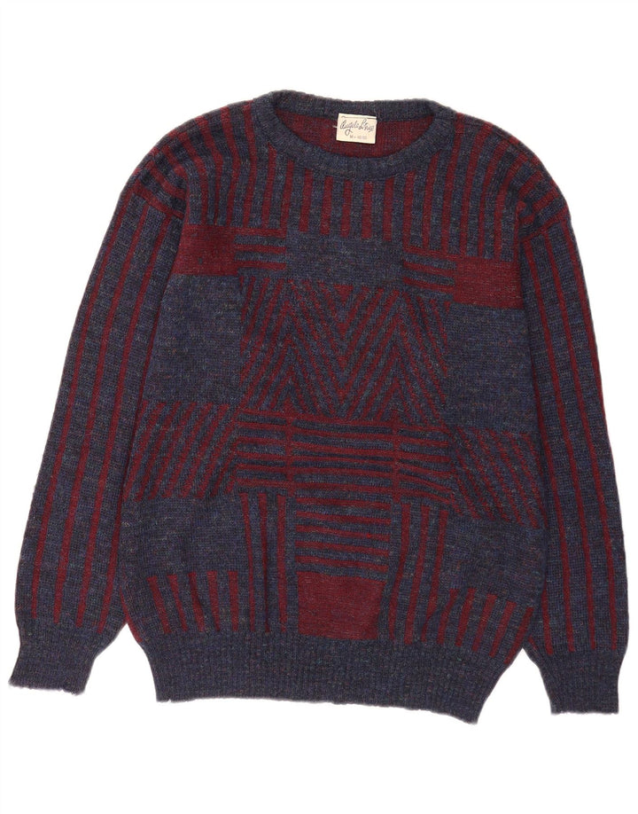 Męski sweter z okrągłym dekoltem Angelo Litrico EU 48/50 Średni niebieski geometryczny