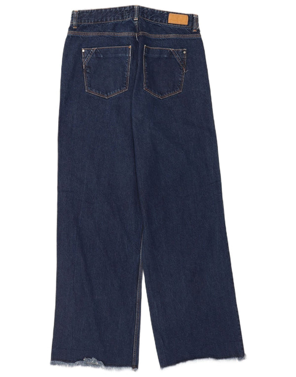 Damskie jeansy z szeroką nogawką Zara EU 38 Small W28 L31 Granatowa bawełna