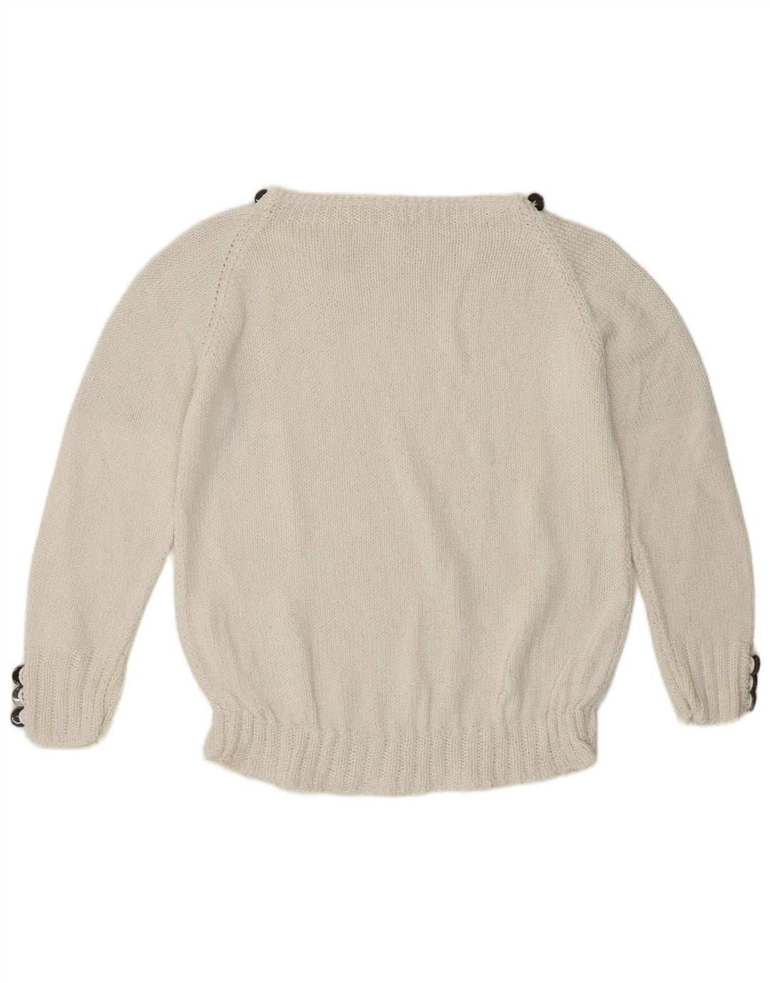 Sweter damski w stylu vintage z dekoltem w łódkę UK 12 Średni biały
