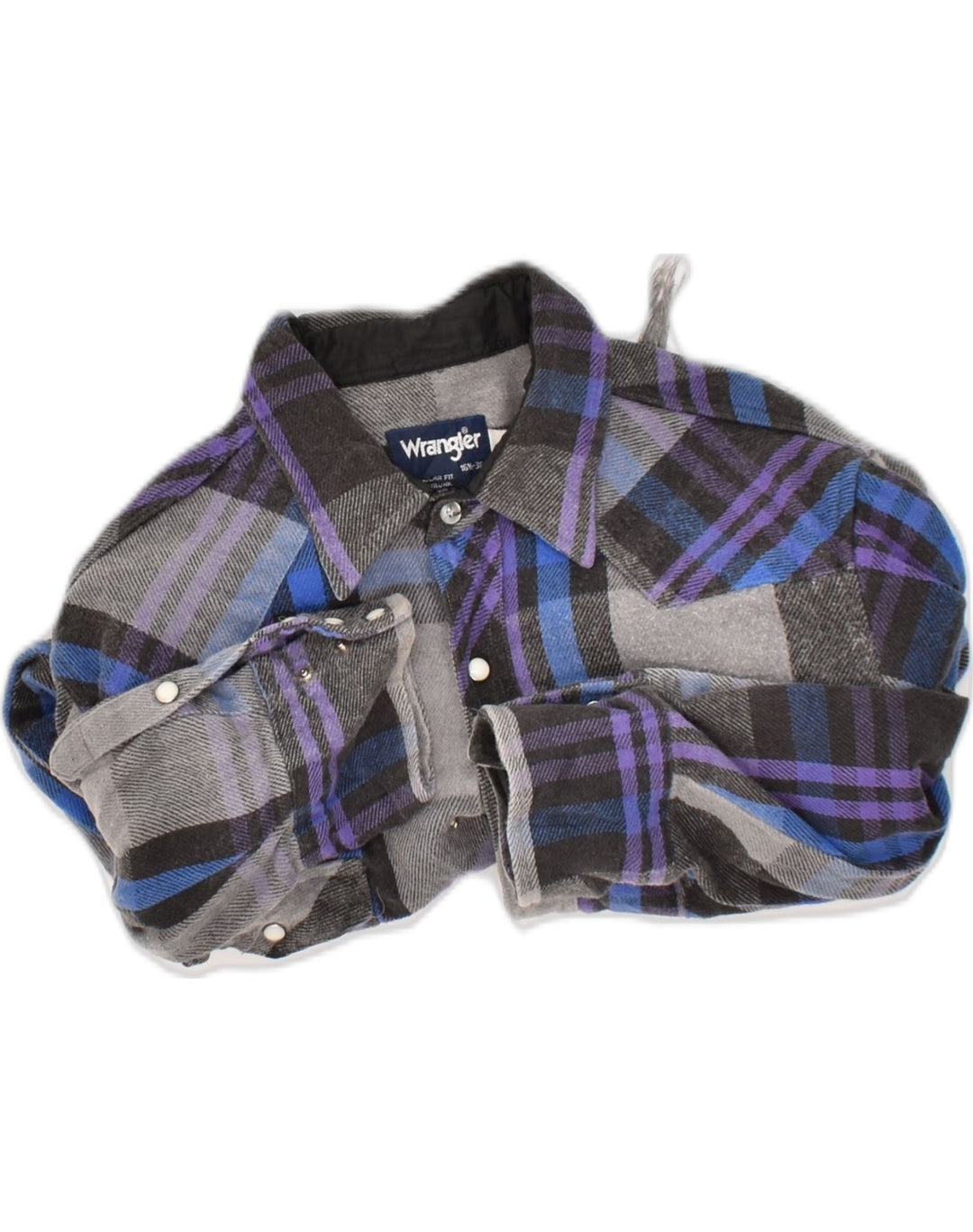 WRANGLER Mens Shirt Size 16 1/2 Large Grey Check Cotton Vintage Wrangler and Second-Hand Wrangler from Messina Hembry 
