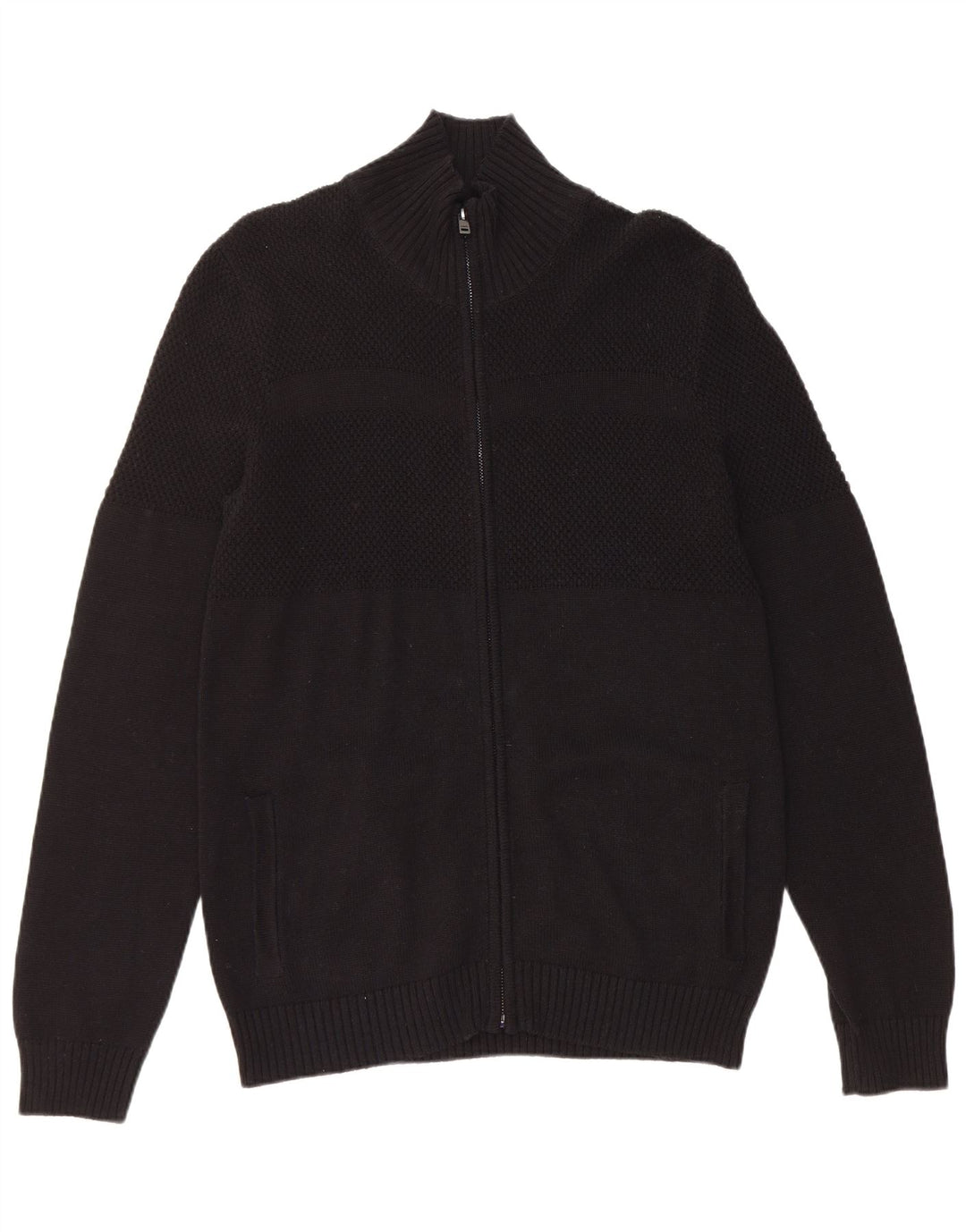 GUESS Męski sweter rozpinany, duży, czarny, bawełniany