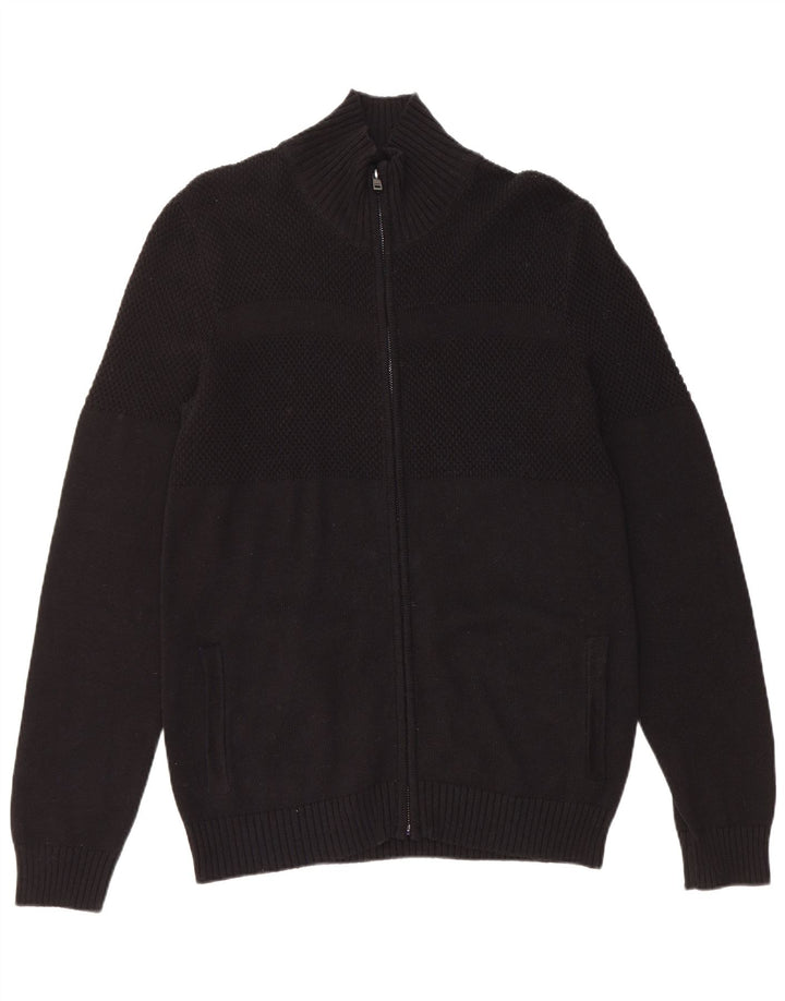 GUESS Męski sweter rozpinany, duży, czarny, bawełniany