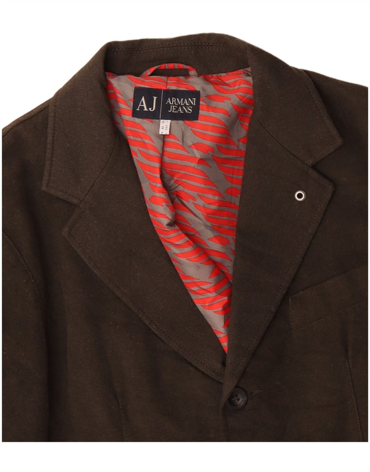 ARMANI JEANS Męska marynarka zapinana na 2 guziki IT 52, duża, bawełniana khaki