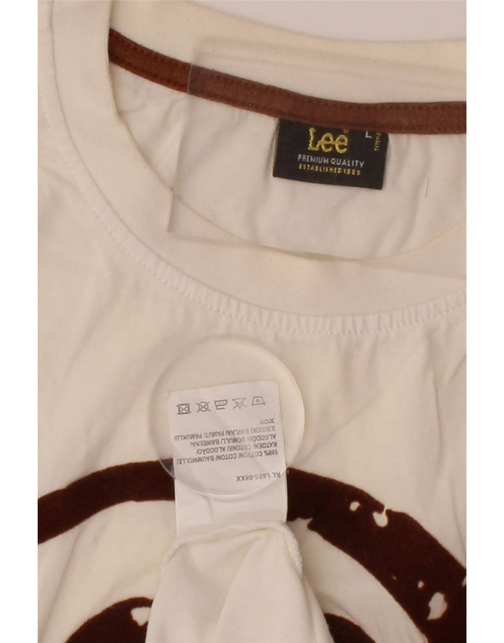 LEE Womens Graphic T-Shirt Top UK 14 Large White Cotton Vintage Lee and Second-Hand Lee from Messina Hembry 