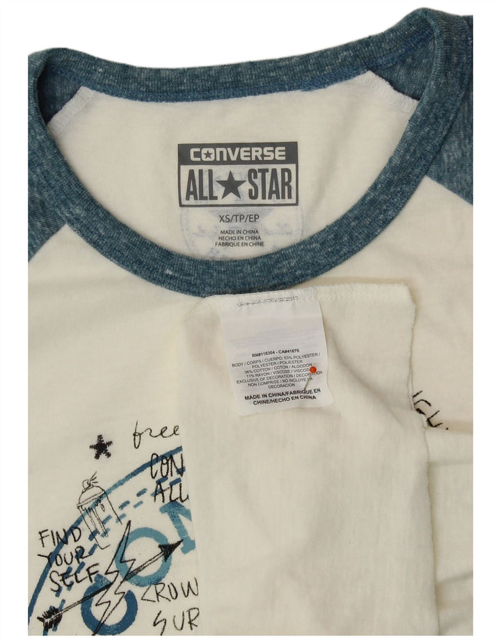 CONVERSE Damski top Chuck Taylor Graphic z rękawem 3/4, UK 6 XS, biały