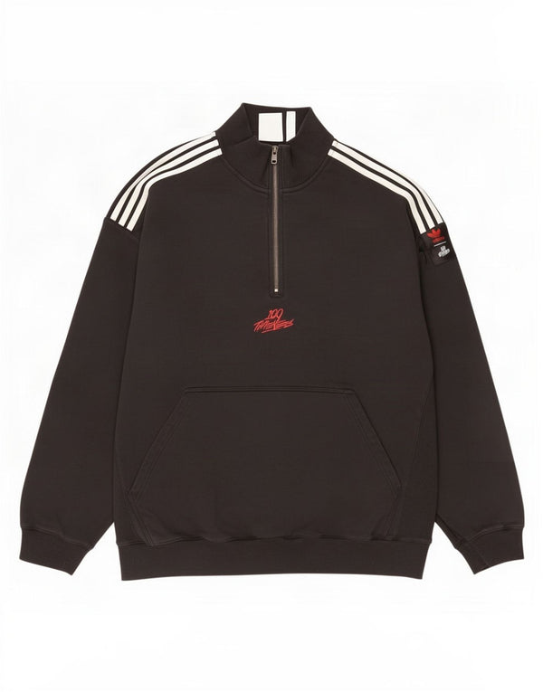 Adidas Męska bluza z zamkiem błyskawicznym, duża, czarna bawełna
