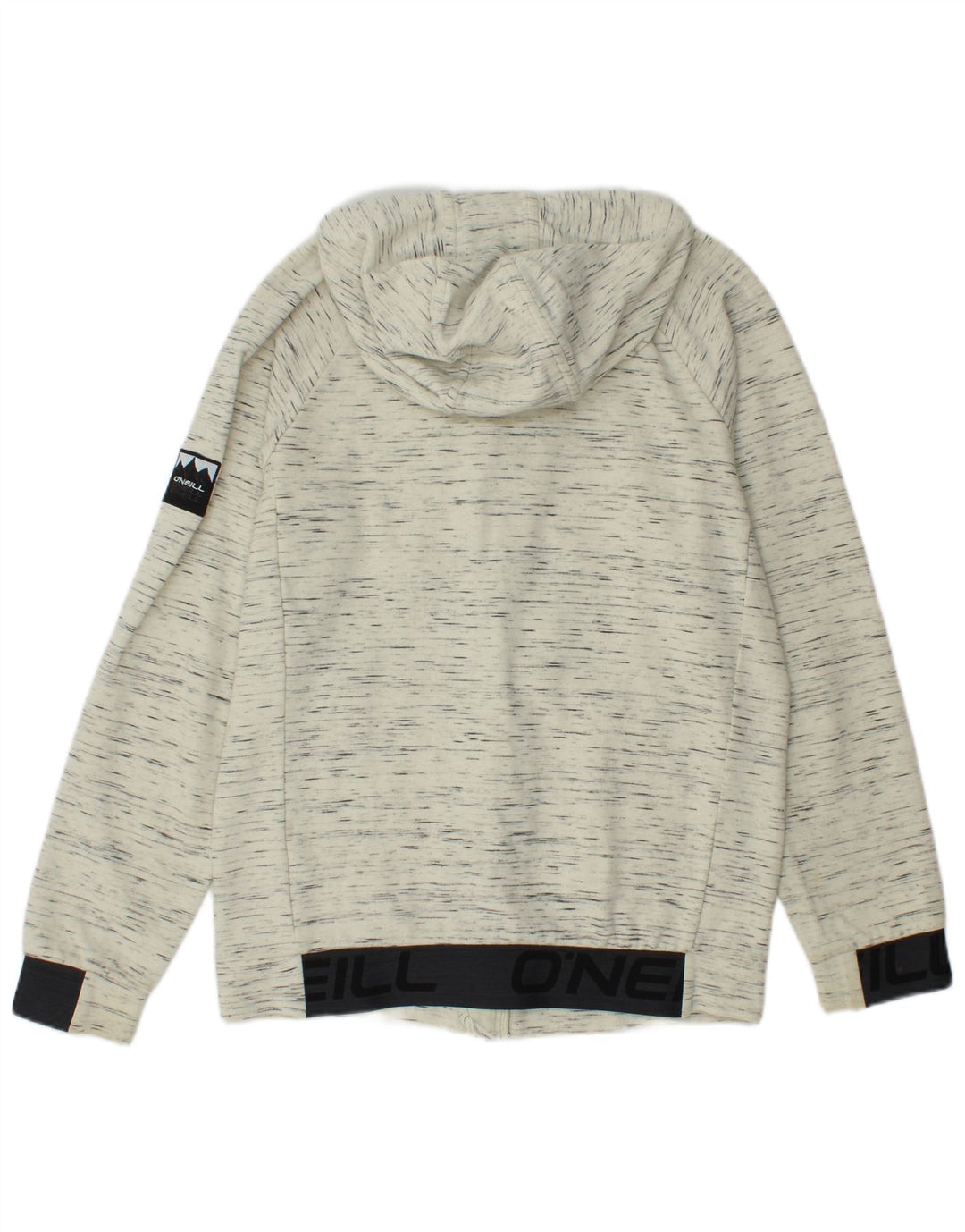 O'NEILL Mens Zip Hoodie Sweater Small Off White Flecked Cotton
