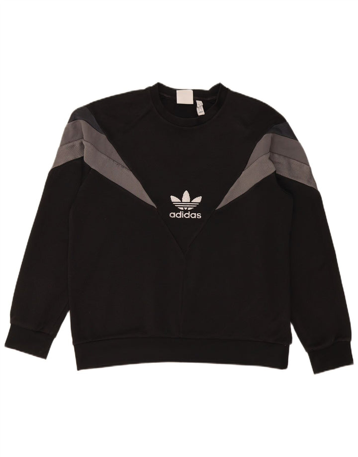 Męska bluza Adidas z grafiką, duża, czarna, z blokami kolorów, poliester