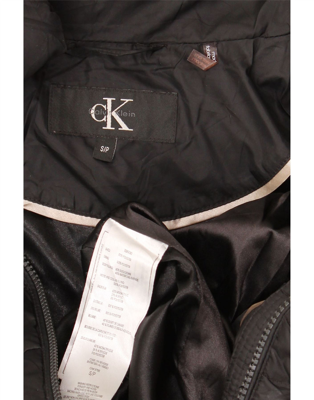 Damska ocieplana kurtka Calvin Klein UK 10, mała, czarna, poliester