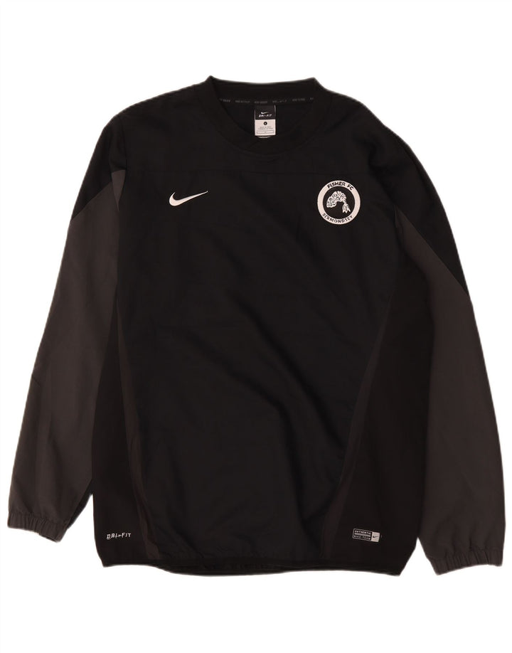 Męska koszulka Nike Dri Fit z grafiką, długim rękawem, dużym czarnym poliestrem w blokach kolorów