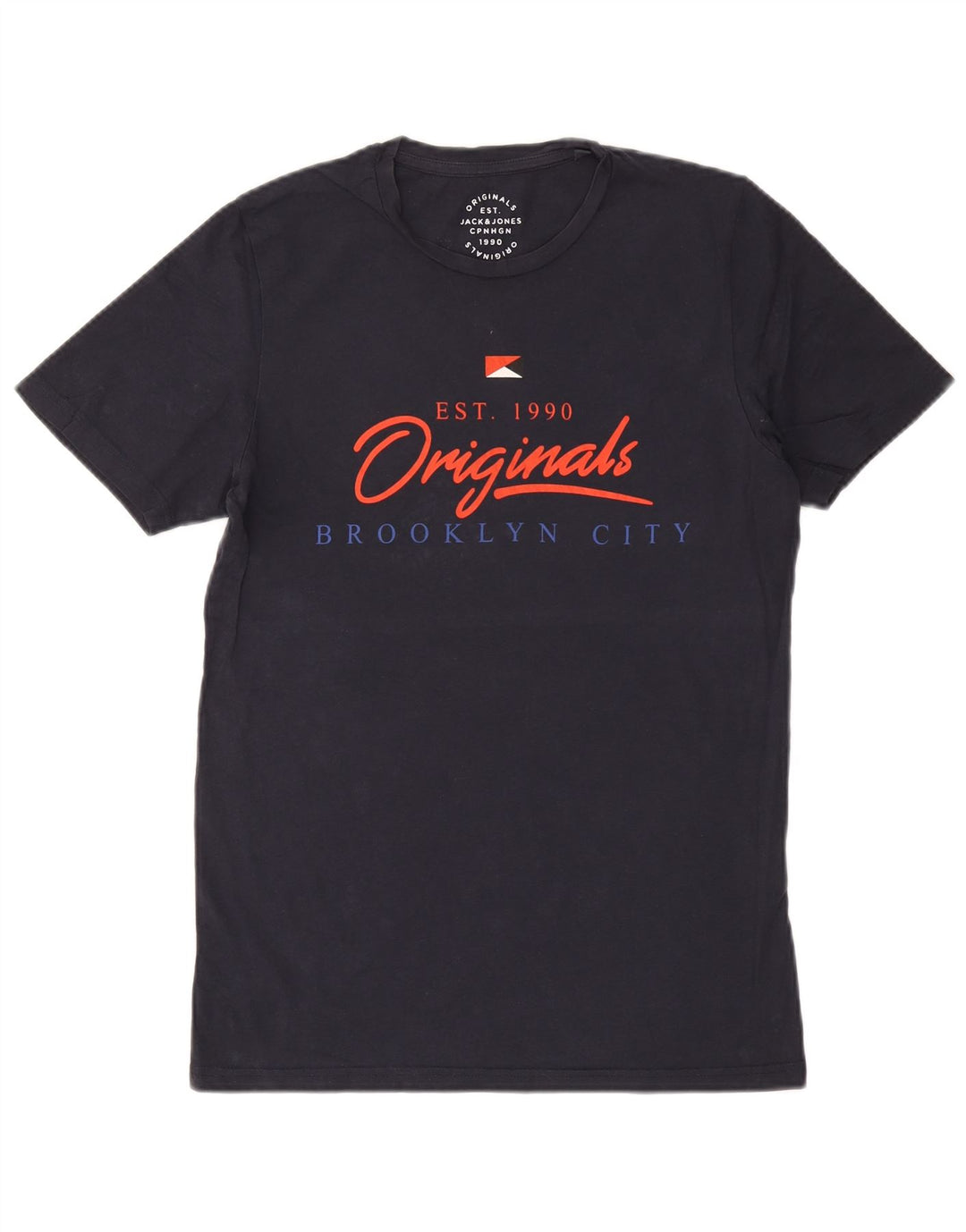 Męski T-shirt z grafiką Jack & Jones, średni, granatowy, bawełniany