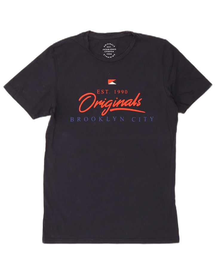 Męski T-shirt z grafiką Jack & Jones, średni, granatowy, bawełniany