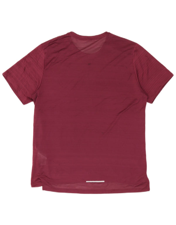 Męski T-shirt Nike Dri Fit, duży, bordowy poliester w paski