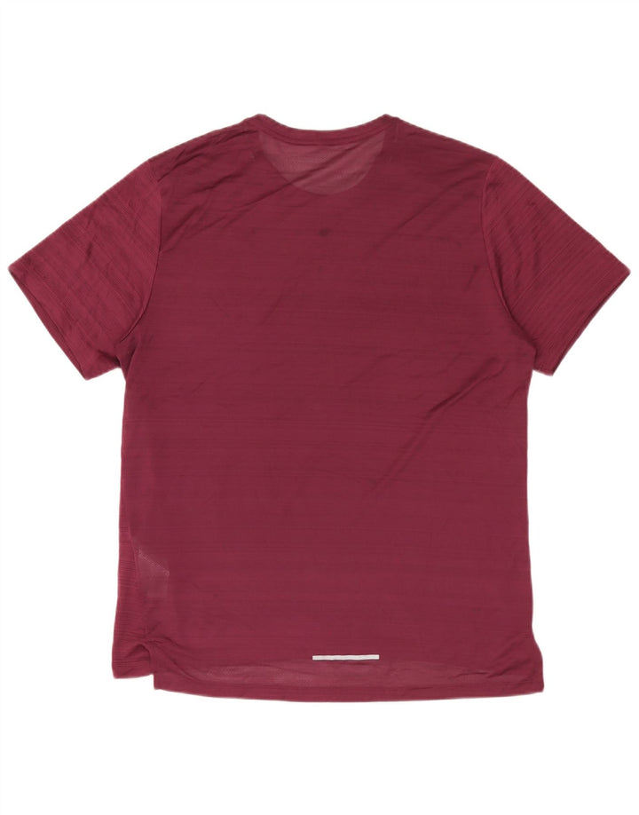 Męski T-shirt Nike Dri Fit, duży, bordowy poliester w paski