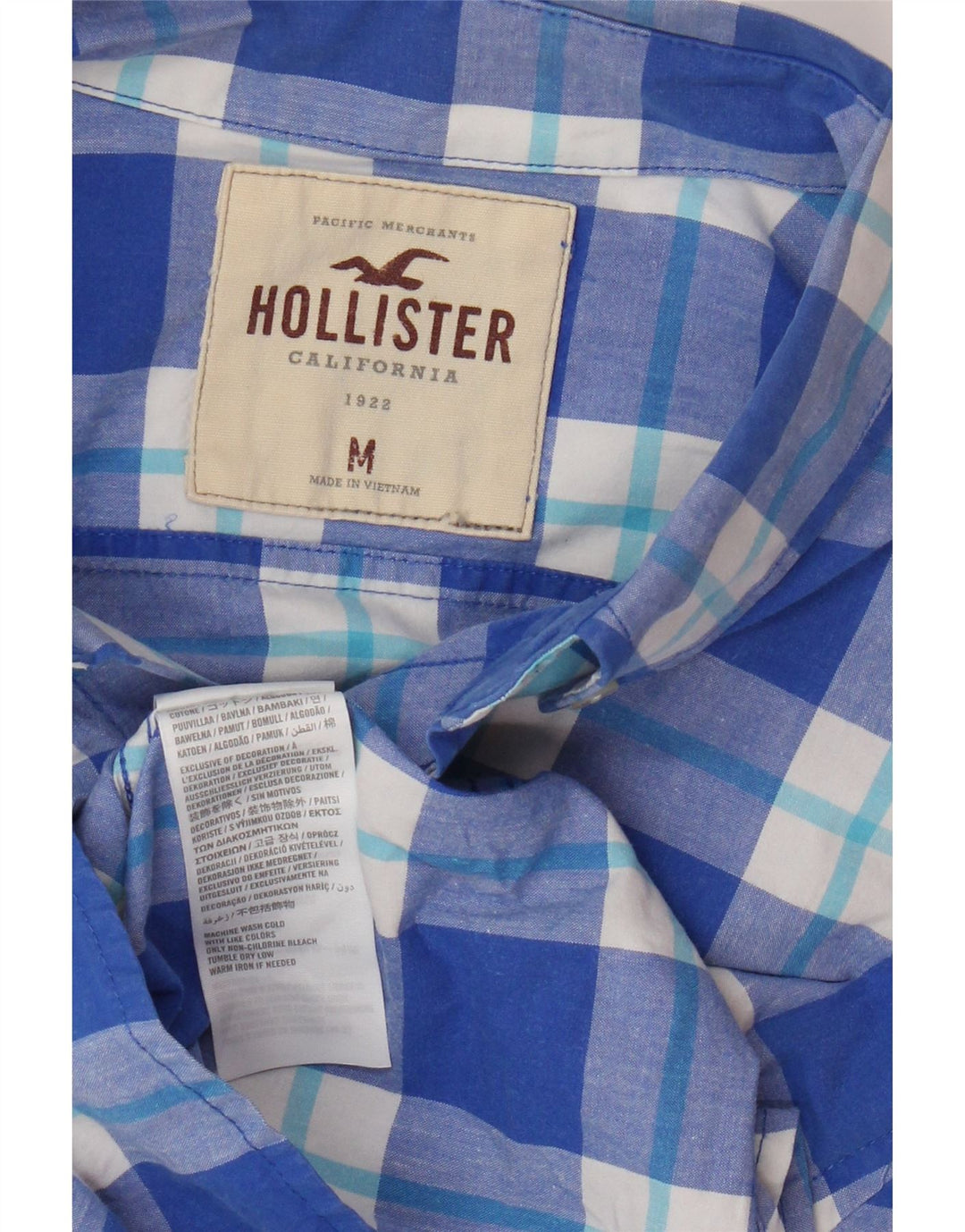 Koszula męska Hollister, bawełniana, w średnią niebieską kratkę