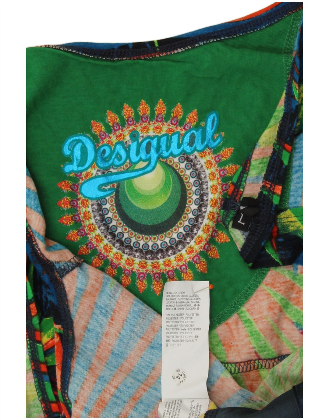 DESIGUAL Damska sukienka o linii A bez rękawów UK 14, duża, wielokolorowa w kwiaty