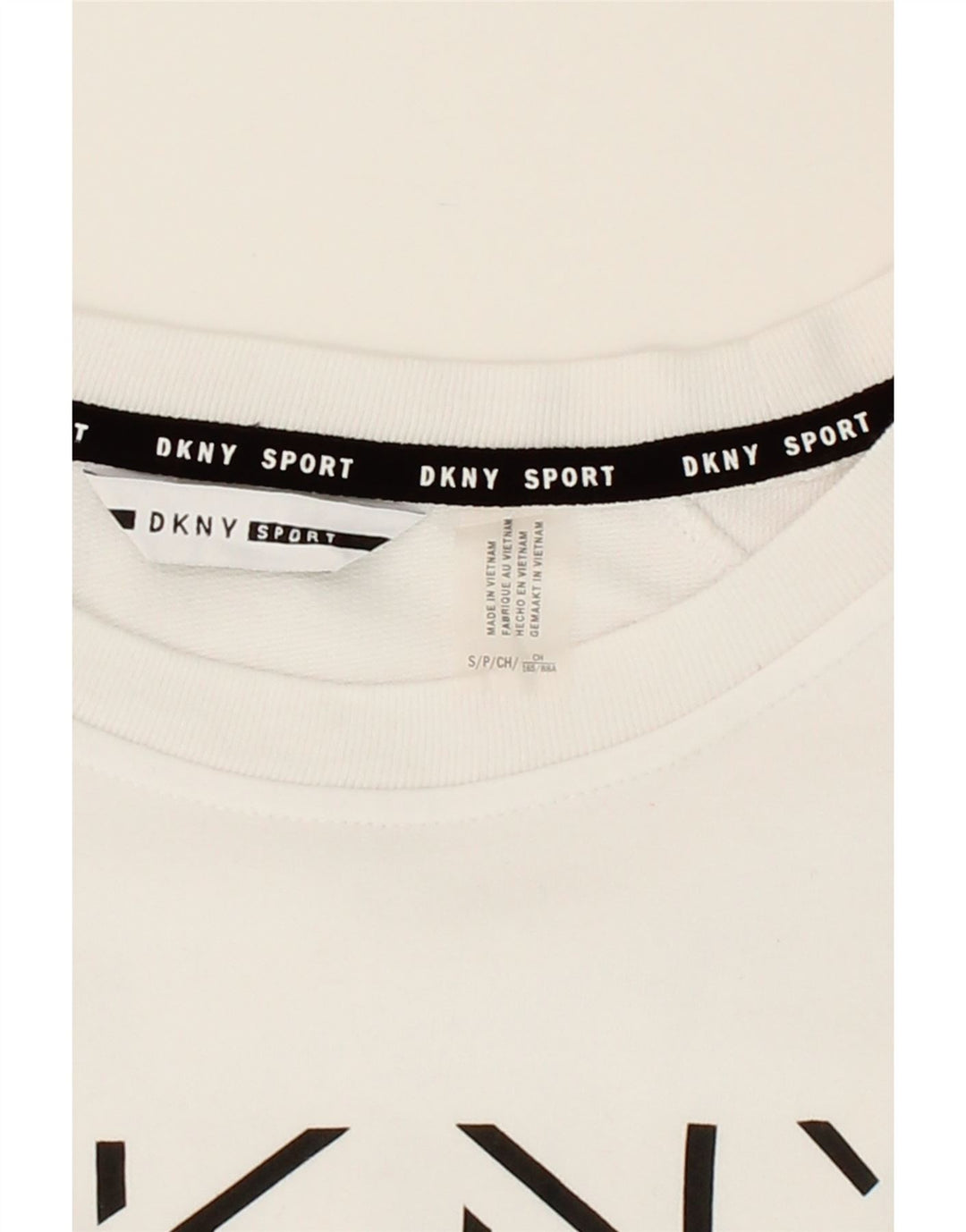 DKNY Womens Graphic Oversized Sweatshirt Jumper UK 10 Small White Cotton Vintage Dkny and Second-Hand Dkny from Messina Hembry 