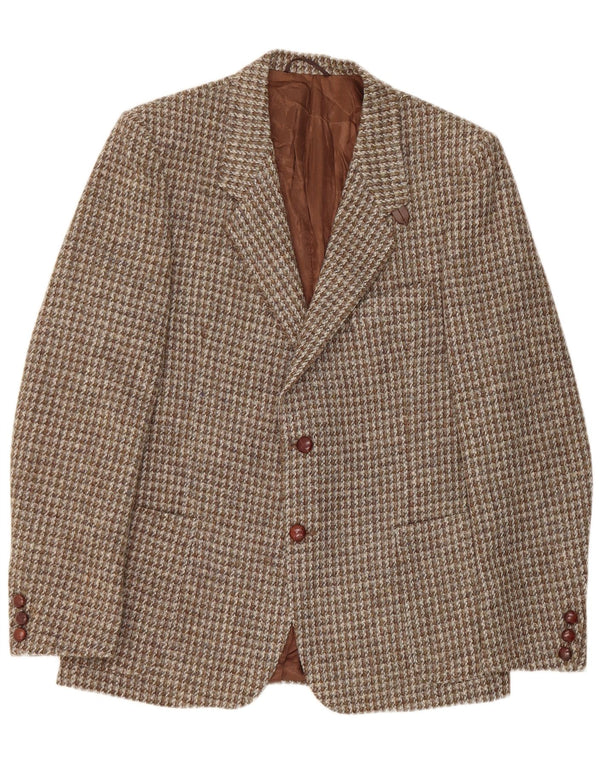 Męska marynarka zapinana na 2 guziki Harris Tweed UK 42 XL Brązowa pepitka