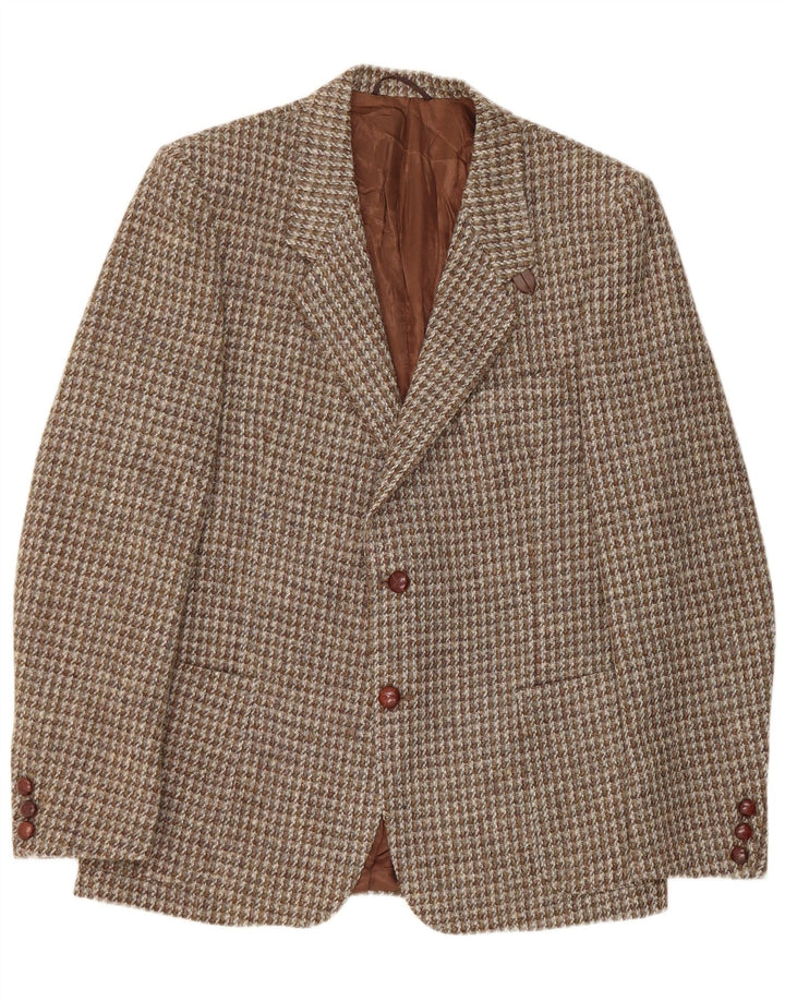 Męska marynarka zapinana na 2 guziki Harris Tweed UK 42 XL Brązowa pepitka