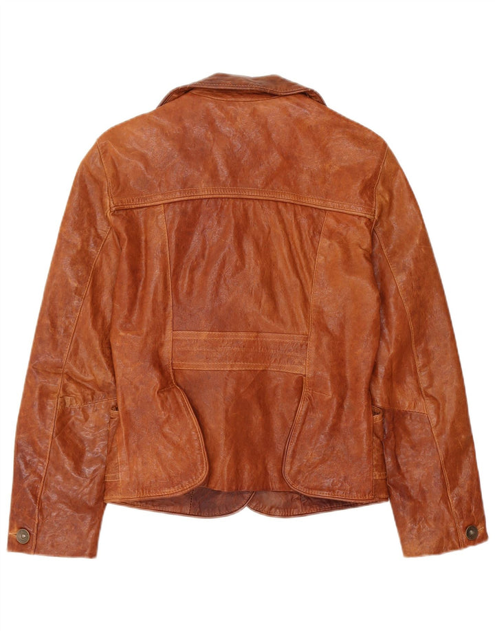 KOCCA Damska kurtka skórzana UK 10 Mała brązowa skóra