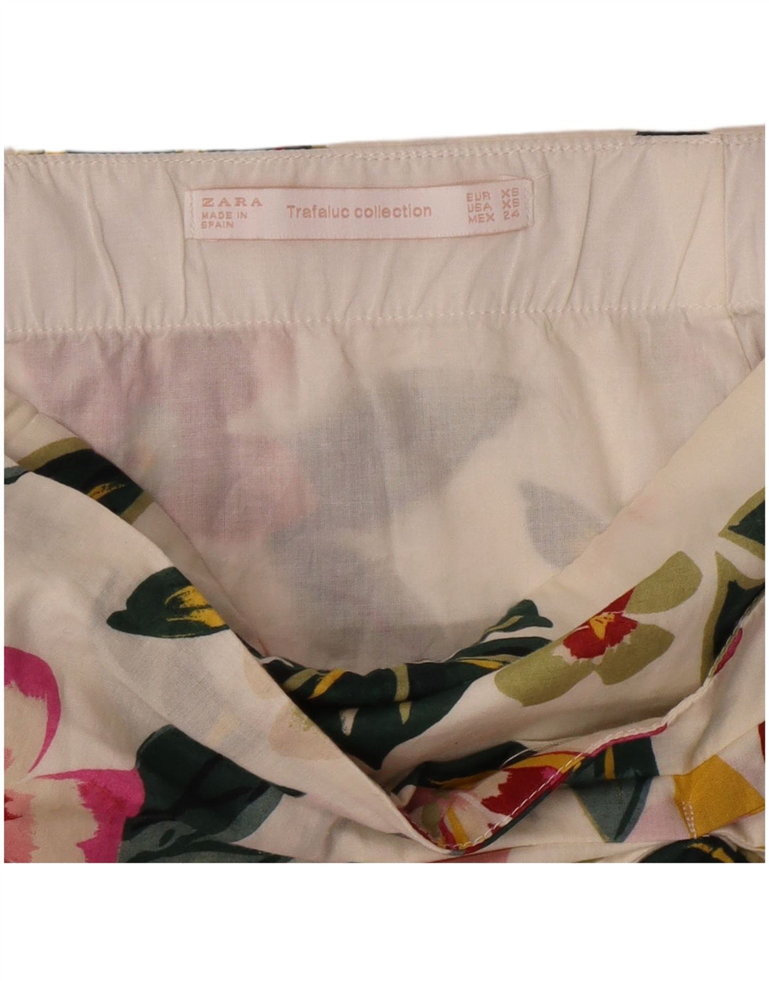 Damska spódniczka mini Zara XS W24 w kolorze złamanej bieli w kwiaty