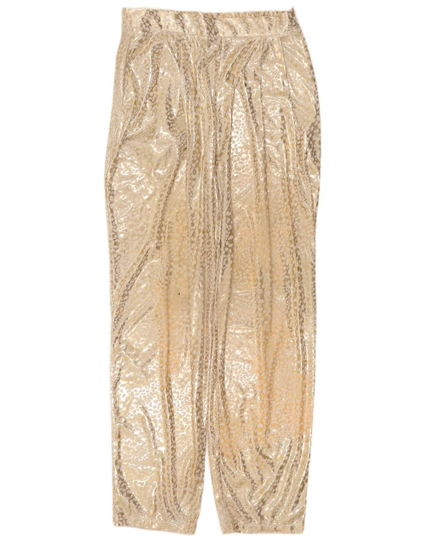 Damskie, prześwitujące spodnie chino w stylu vintage IT 46 Large W34 L29 Złote nakrapiane