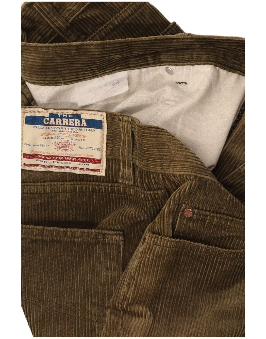 Spodnie męskie CARRERA proste sztruksowe W44 L30 zielone