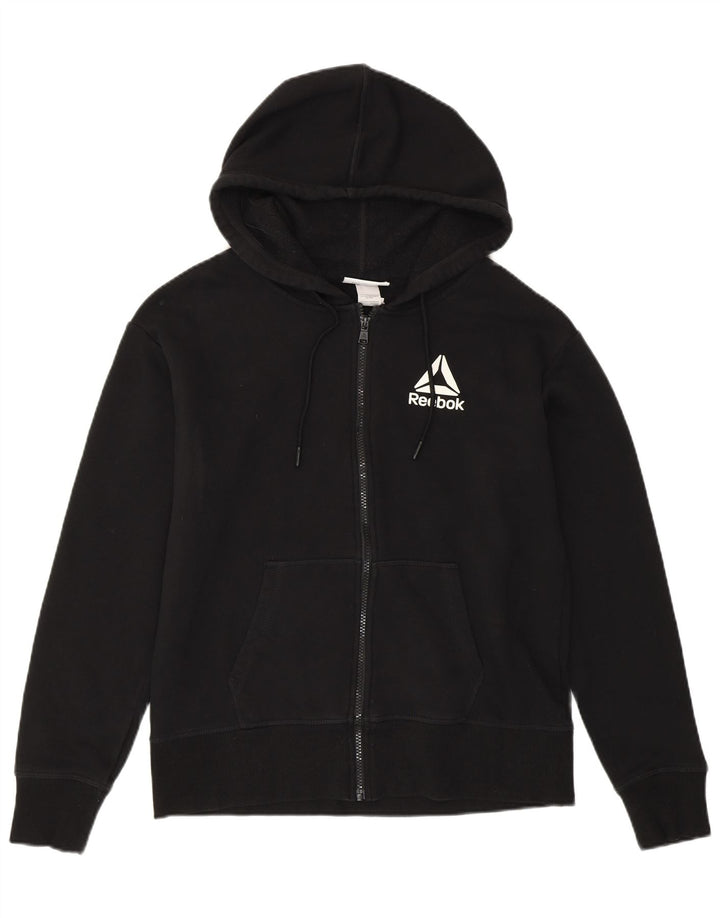 Damski sweter z kapturem i zamkiem REEBOK UK 14, średni czarny, bawełniany