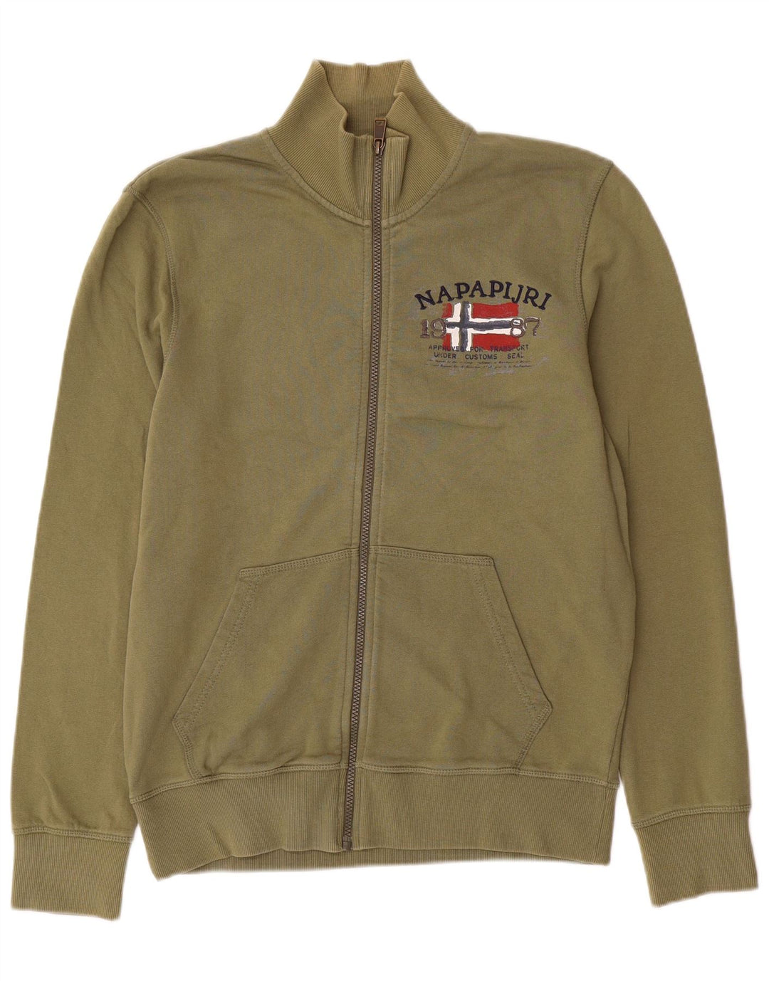 Męska kurtka dresowa NAPAPIJRI z grafiką, średnia, bawełniana khaki