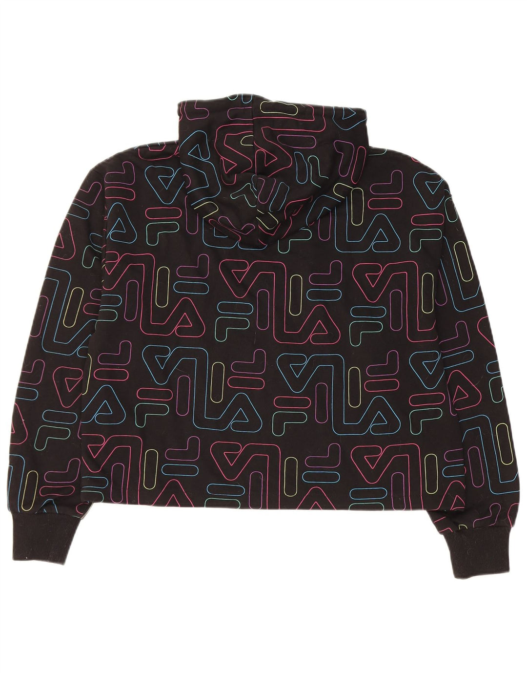 FILA Damski sweter z kapturem i grafiką, UK 14, średni czarny, bawełniany