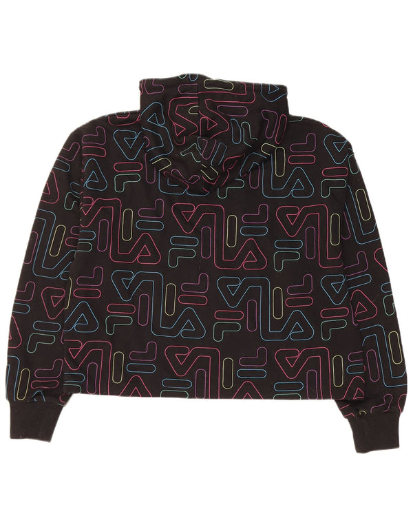 FILA Damski sweter z kapturem i grafiką, UK 14, średni czarny, bawełniany