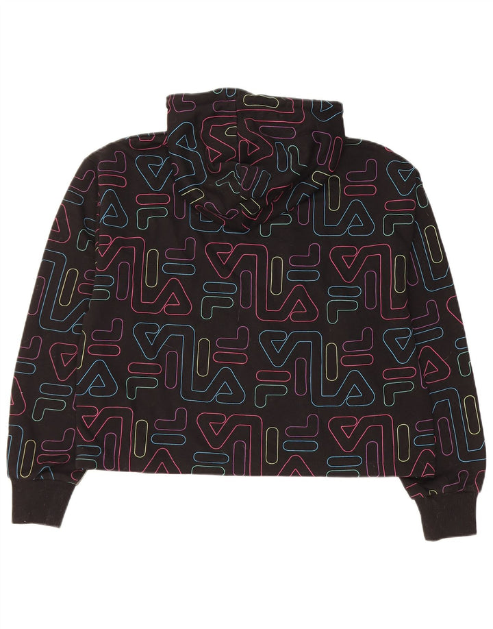 FILA Damski sweter z kapturem i grafiką, UK 14, średni czarny, bawełniany